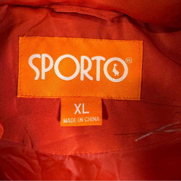 NEW Sporto Orange Rust XL Longline Quilted Jacket Vest Faux Fur Trimmed Hood - Picture 12 of 14